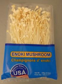 Front of package, Enoki Mushroom lot 4877